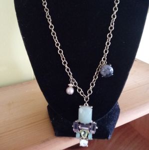 3 pendant necklace on long brass chain